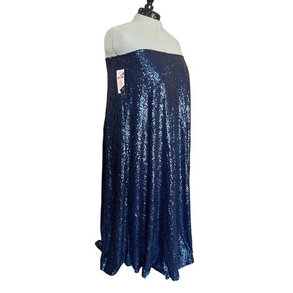 Society Plus Blue Sequin Ball Gown Skirt or Dress Women's Size 18-20 Zip GLAM - Picture 7 of 14
